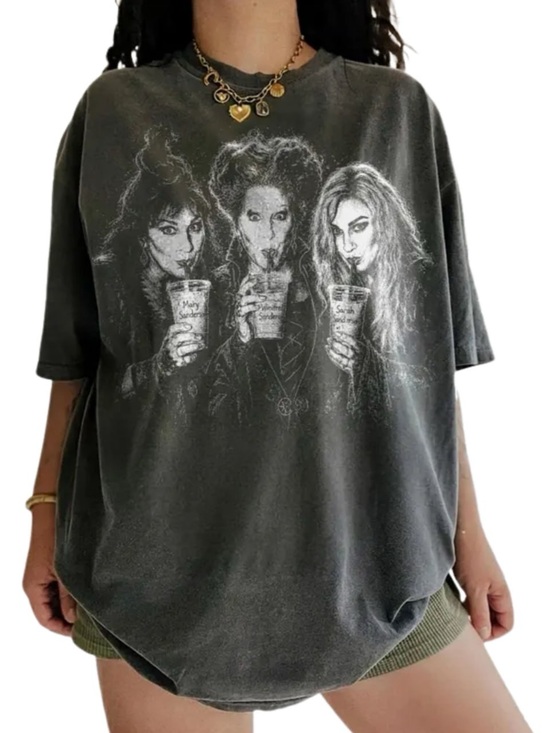 Comfort Colors Tops - Comfort Colors Pepper Short Sleeve Tee with White Witch Trio Graphic